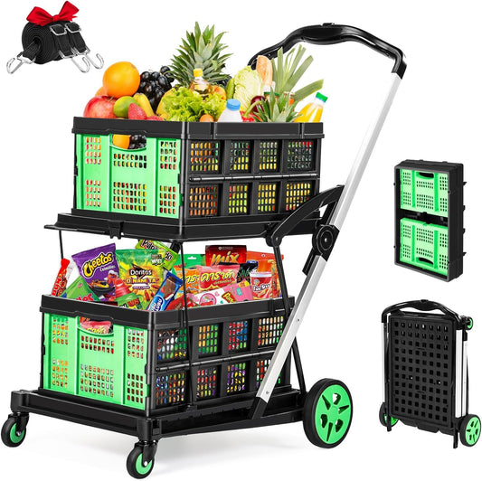 Portable Folding Shopping Cart + 5 Ecological Thermal Bags